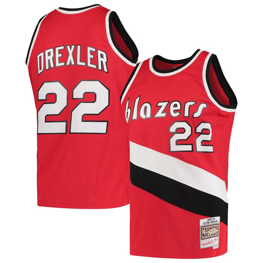 Clyde Drexler Portland Trail Blazers 1983/84 Hardwood Classics Jersey - Red product image 1, provided for visual reference
