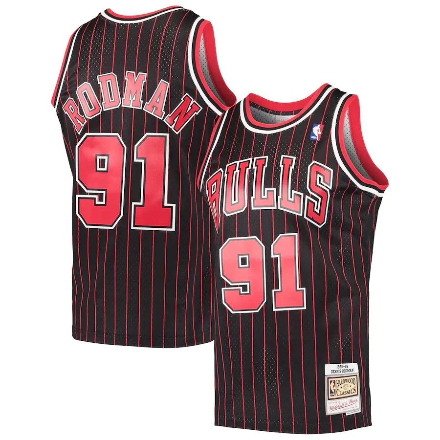 Dennis Rodman Chicago Bulls 1995/96 Hardwood Classics Jersey - Black product image 1, provided for visual reference and