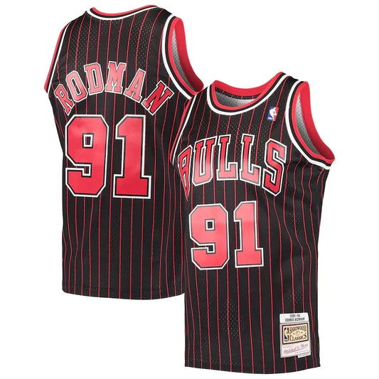 Dennis Rodman Chicago Bulls 1995/96 Hardwood Classics Jersey - Black product image 1, provided for visual reference and