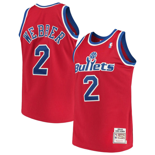 Washington Bullets Chris Webber Mitchell & Ness Red Road 1994/95 Hardwood Classics Swingman Replica Jersey for Men product