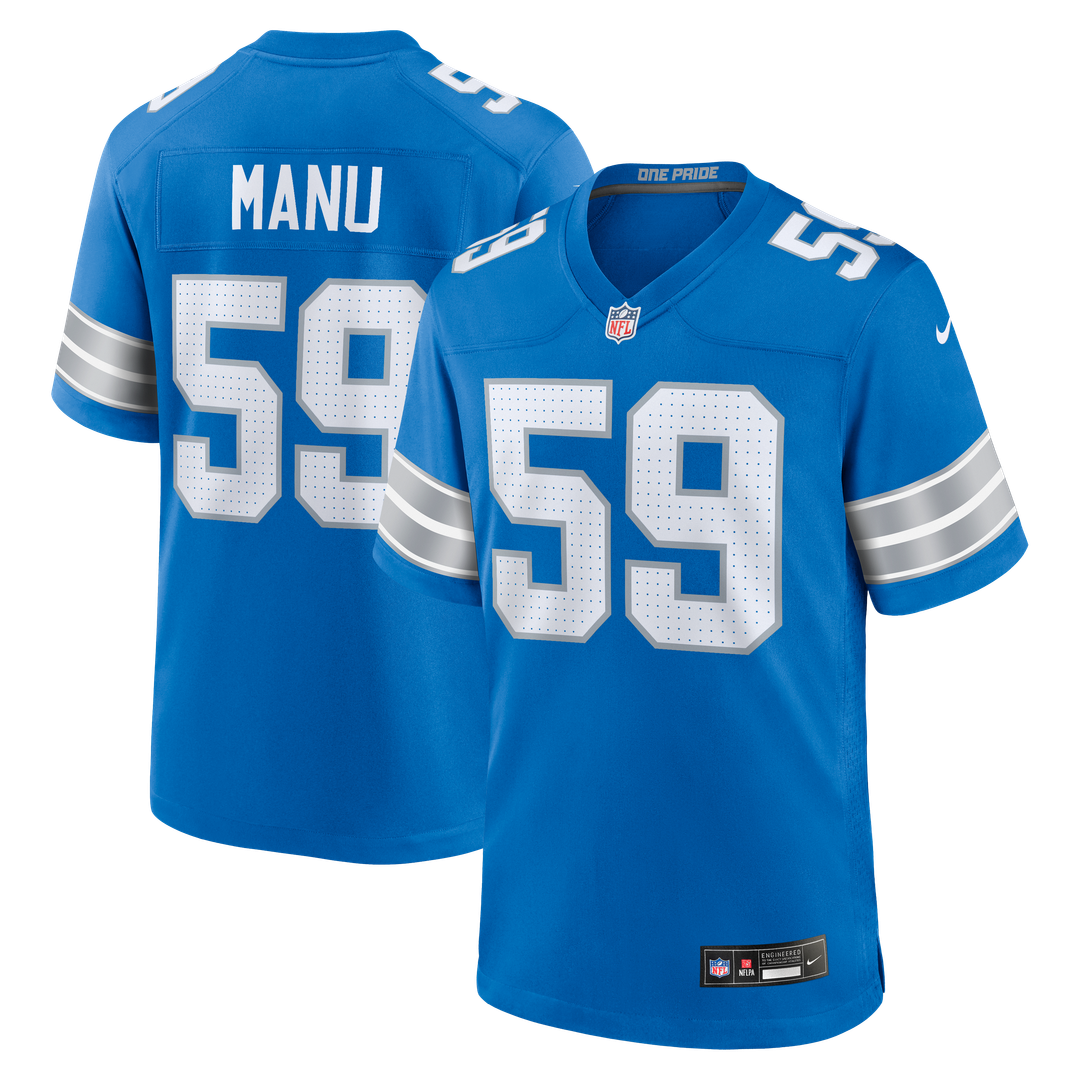 Detroit Lions Giovanni Manu Nike Blue Game Jersey product image 1