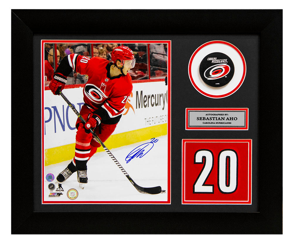 Sebastian Aho Signed Carolina Hurricanes Game Day Number 20x24 Frame product image 1, provided for visual reference and