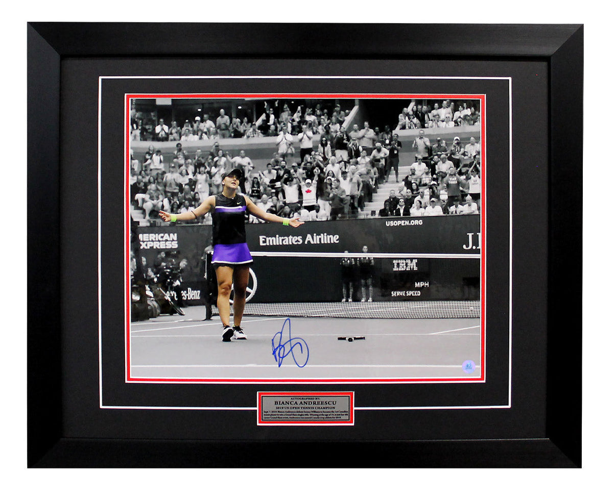 Bianca Andreescu Autographed 2019 US Open Tennis Match Point 26x32 Frame product image 1, provided for visual reference and