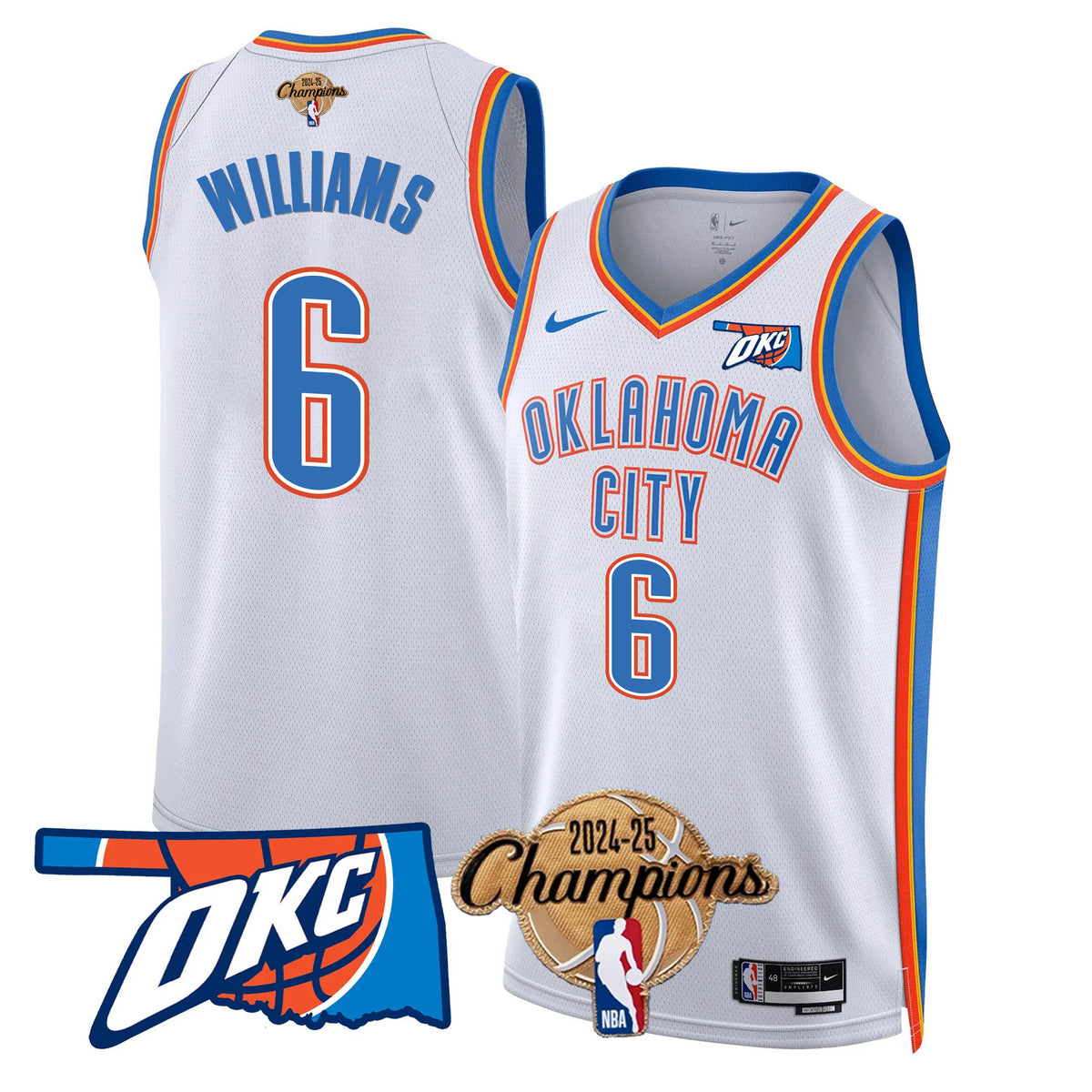 The Thunder 2024-25 Champions Black Gold Jersey - Stitched product image 5, provided for visual reference and product detail