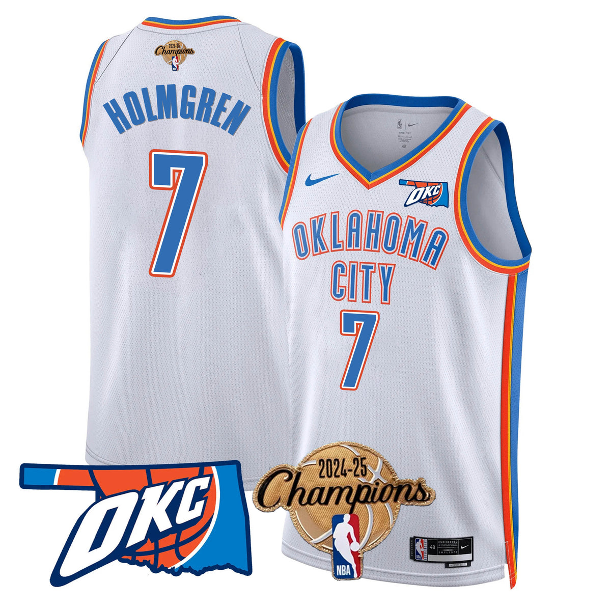 The Thunder 2024-25 Champions Black Gold Jersey - Stitched product image 7, provided for visual reference and product detail