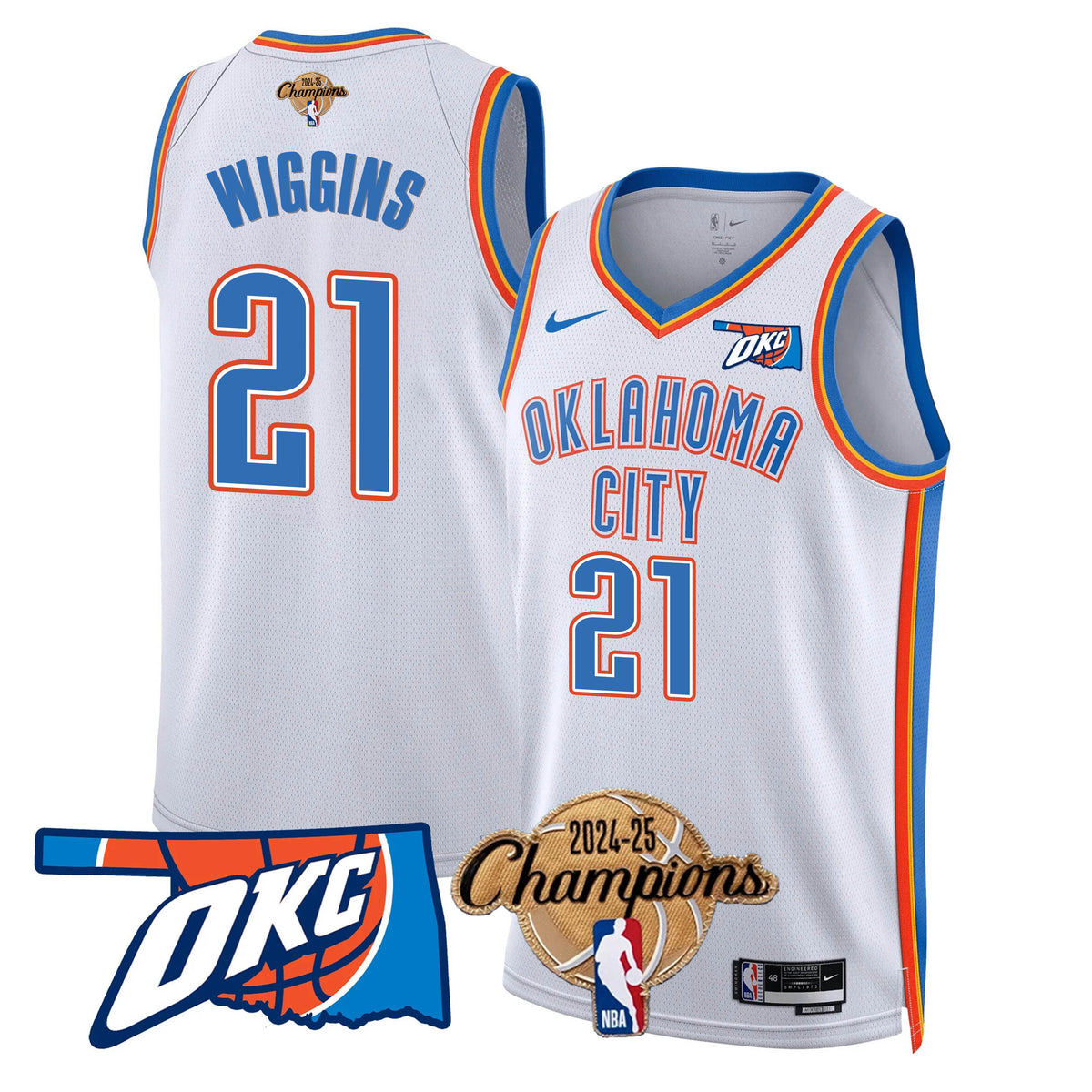 The Thunder 2024-25 Champions Black Gold Jersey - Stitched product image 9, provided for visual reference and product detail