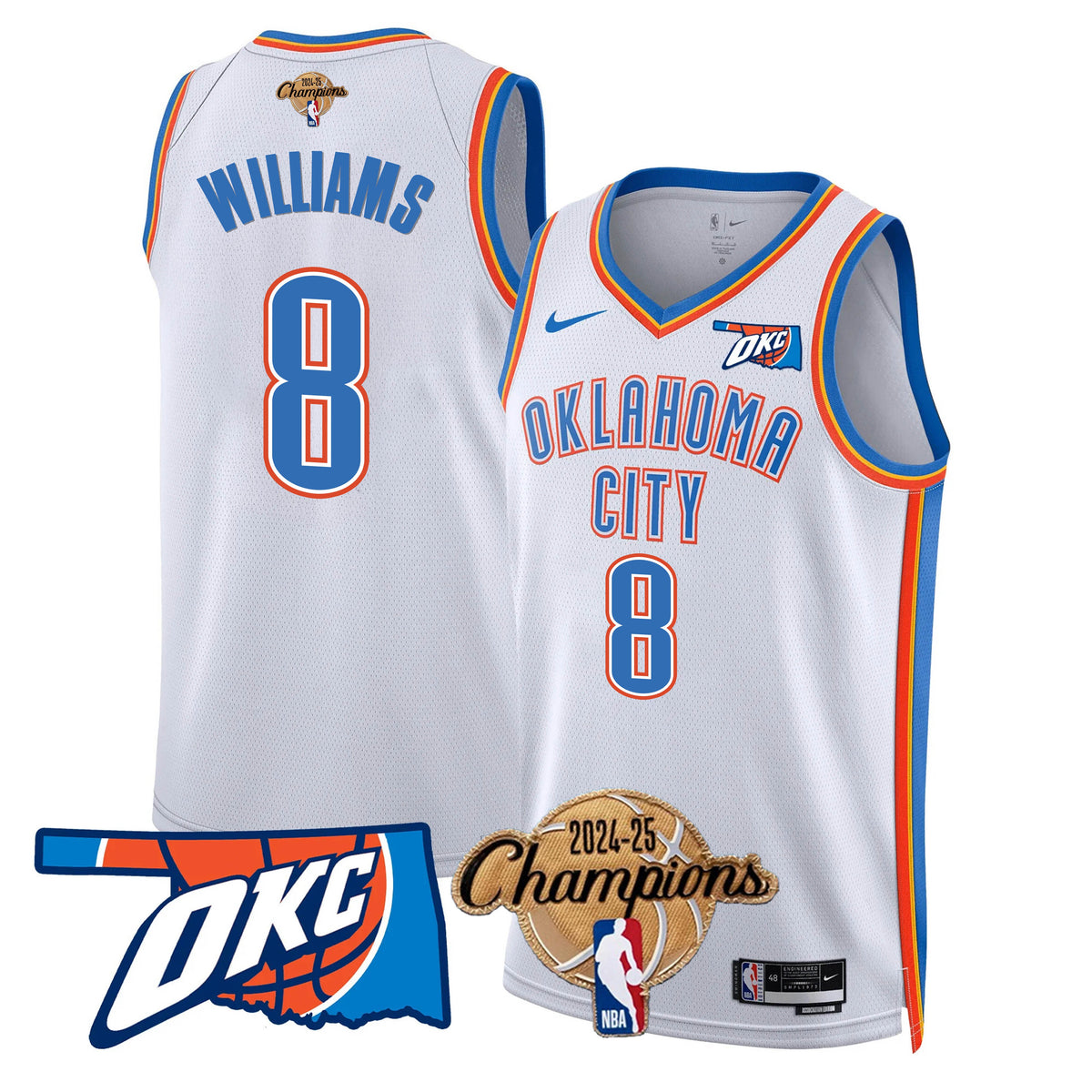 The Thunder 2024-25 Champions Black Gold Jersey - Stitched product image 11, provided for visual reference and product