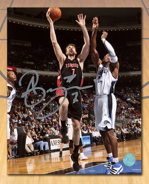 Andrea Bargnani Autographed Toronto Raptors Basketball 8x10 Photo product image 1, provided for visual reference and product