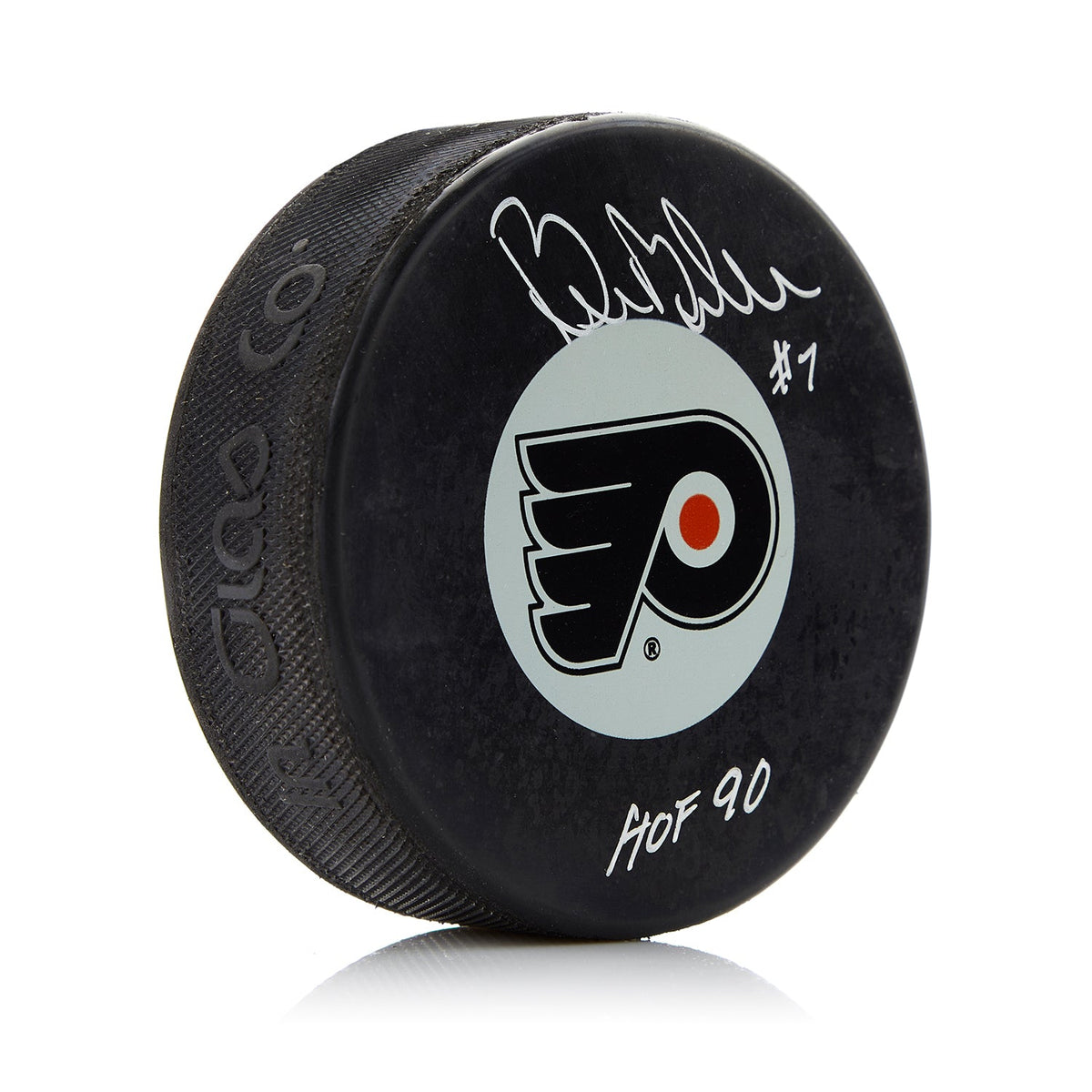 Bill Barber Autographed Philadelphia Flyers Hockey Puck with HOF Note product image 1, provided for visual reference and