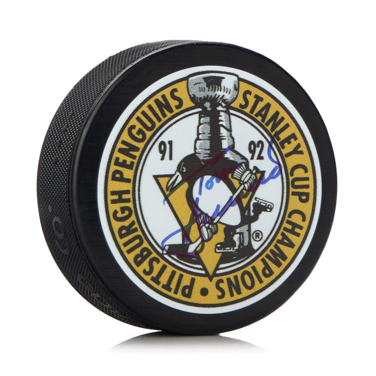 Tom Barrasso Pittsburgh Penguins Autographed Stanley Cup Puck product image 1, provided for visual reference and product