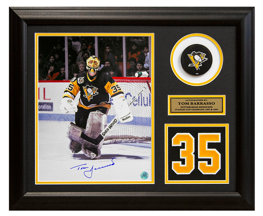 Tom Barrasso Signed Pittsburgh Penguins Game Day Number 20x24 Frame product image 1, provided for visual reference and