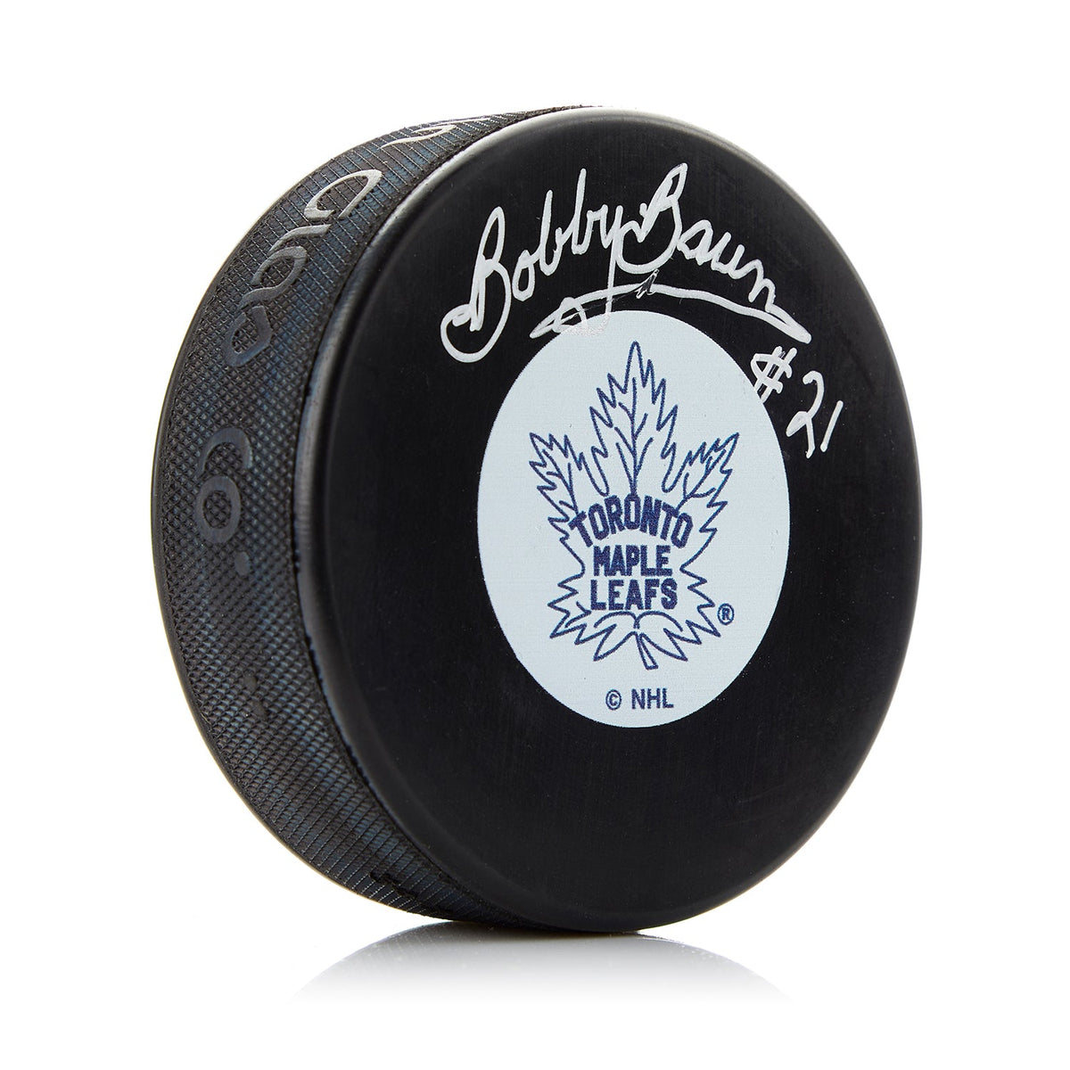 Bobby Baun Toronto Maple Leafs Autographed Hockey Puck product image 1, provided for visual reference and product detail
