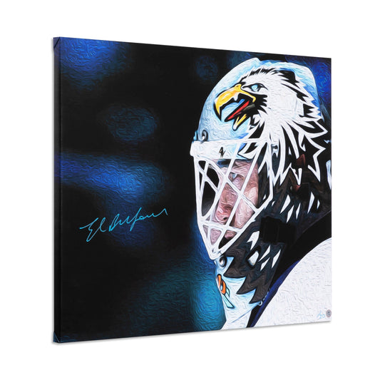 Ed Belfour Autographed Toronto Eagle Mask Profile 26x32 Art Canvas #/20 product image 1, provided for visual reference and