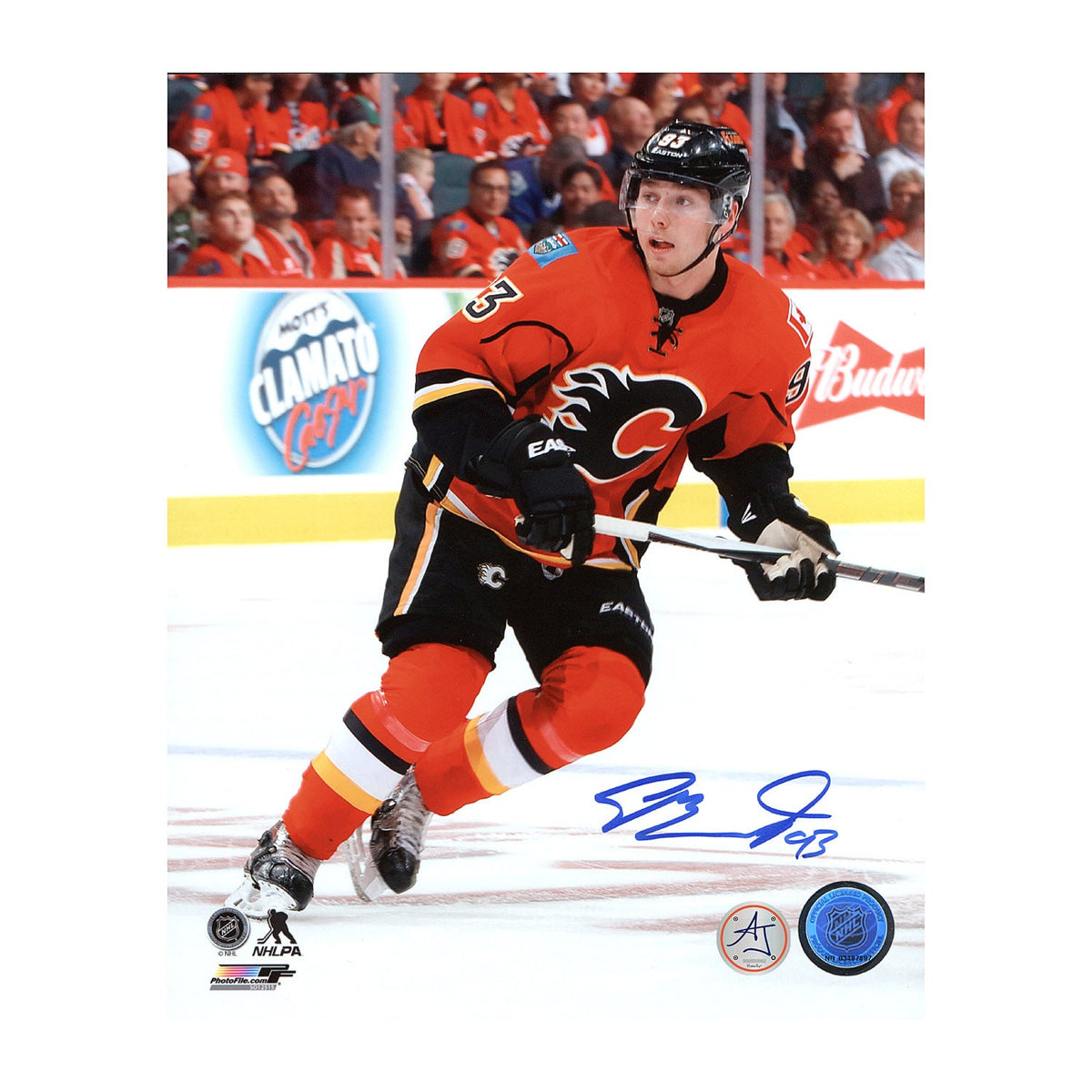 Sam Bennett Signed Calgary Flames Game Action 8x10 Photo product image 1, provided for visual reference and product detail