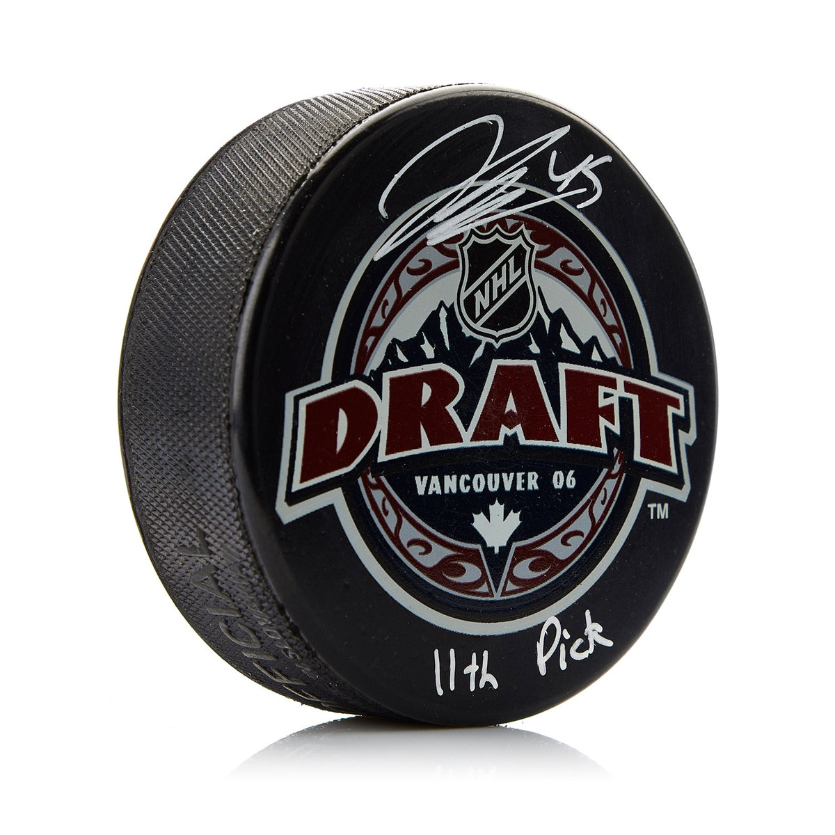 Jonathan Bernier Signed 2006 NHL Entry Draft Puck with 11th Pick Note product image 1, provided for visual reference and