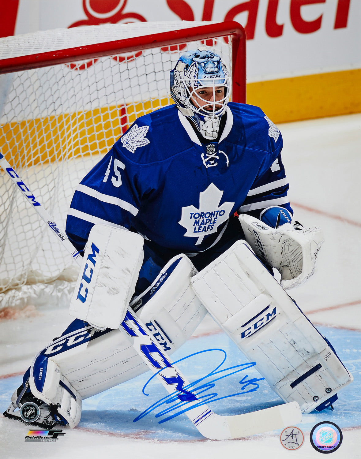 Jonathan Bernier Signed Toronto Maple Leafs Goalie 11x14 Photo product image 1, provided for visual reference and product