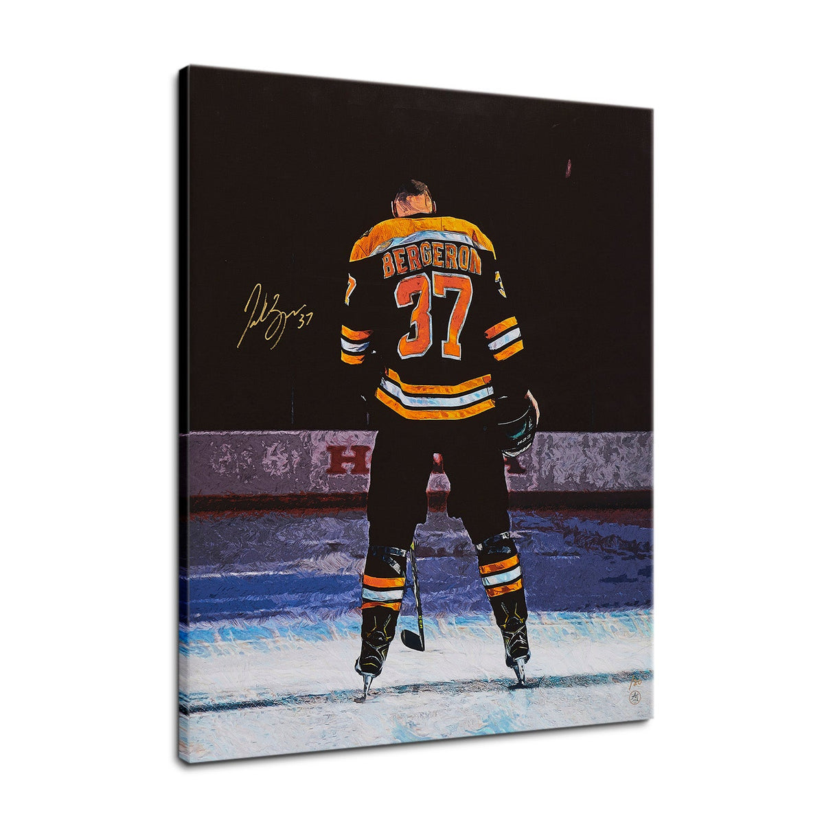 Patrice Bergeron Signed Boston Reverse Spotlight 26x32 Art Canvas /20 product image 1, provided for visual reference and