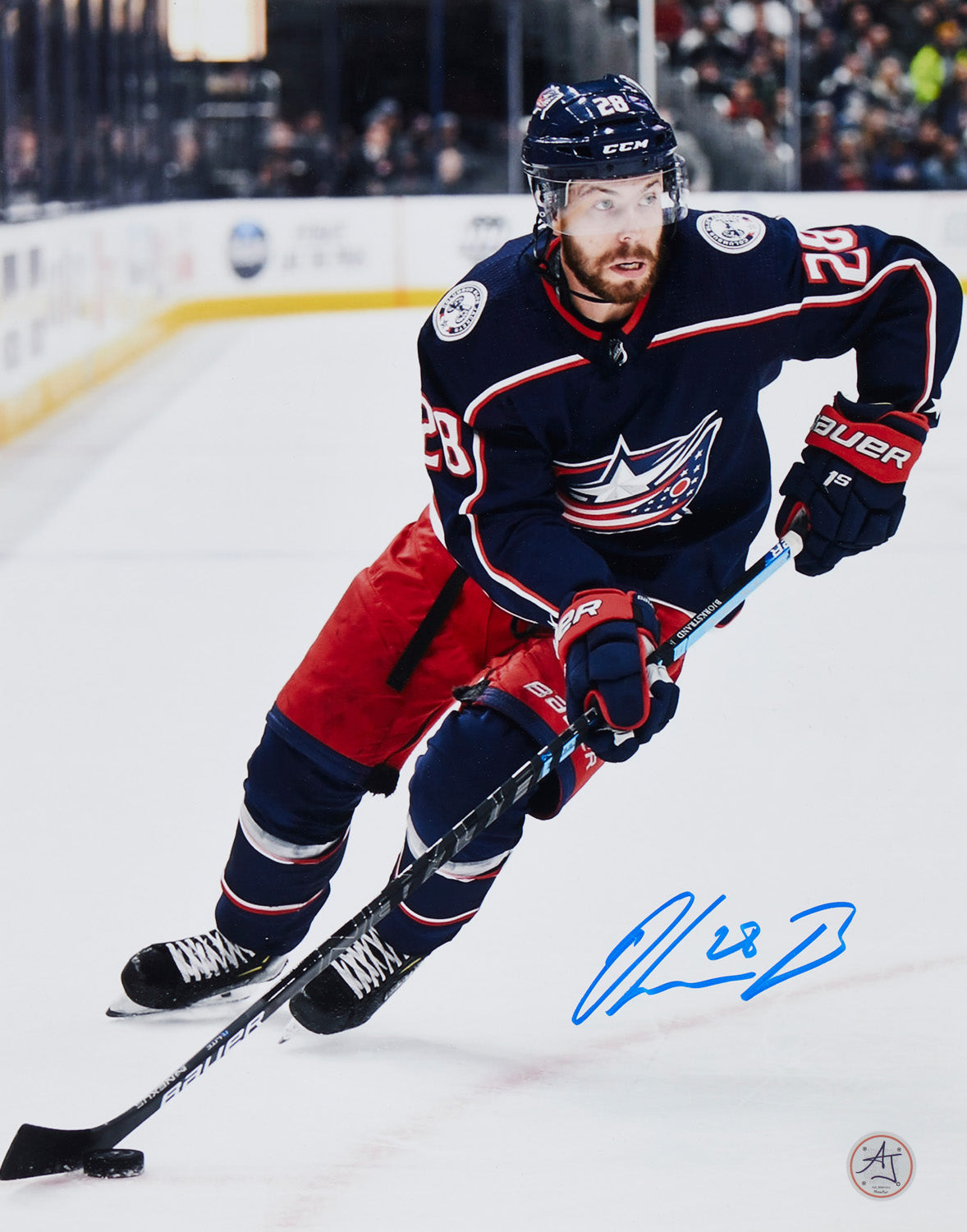 Oliver Bjorkstrand Signed Columbus Blue Jackets Hockey 11x14 Photo product image 1, provided for visual reference and