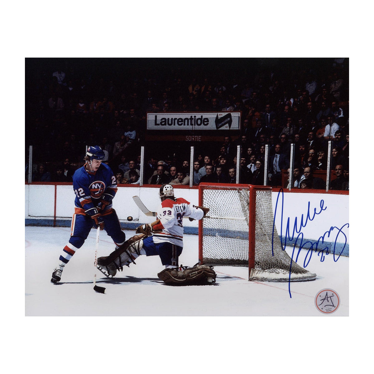 Mike Bossy Autographed New York Islanders Breakaway 8x10 Photo product image 1, provided for visual reference and product