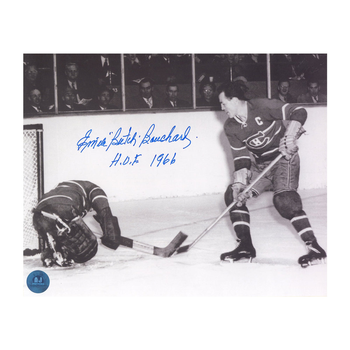 Butch Bouchard Signed Montreal Canadiens Game Action 8x10 Photo product image 1, provided for visual reference and product