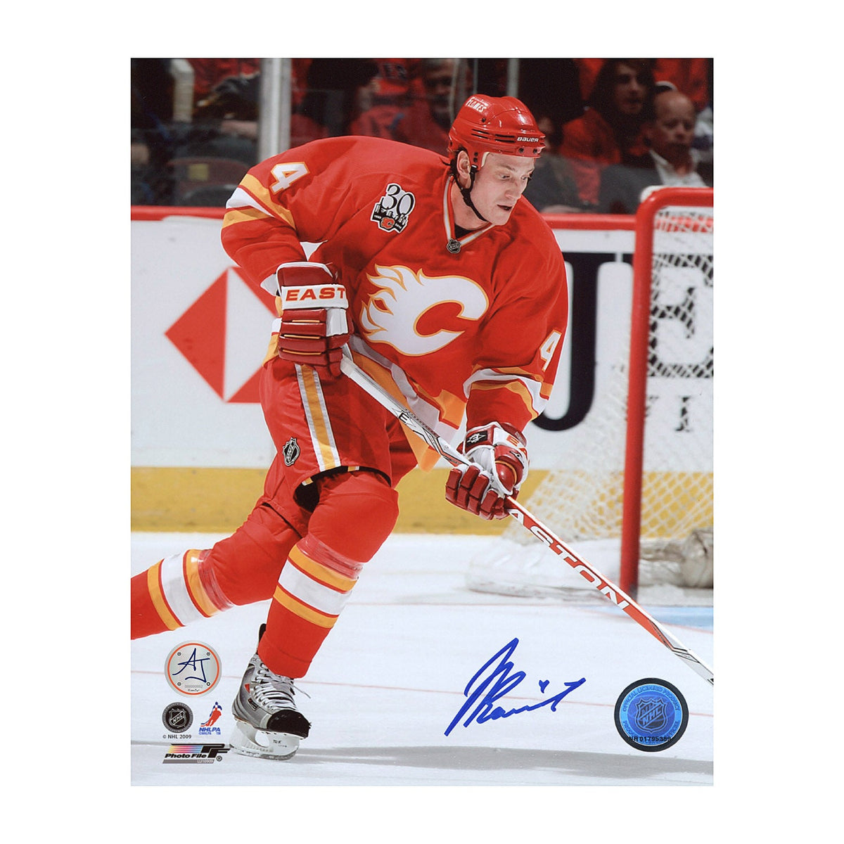 Jay Bouwmeester Autographed Calgary Flames Game Action 8x10 Photo product image 1, provided for visual reference and product
