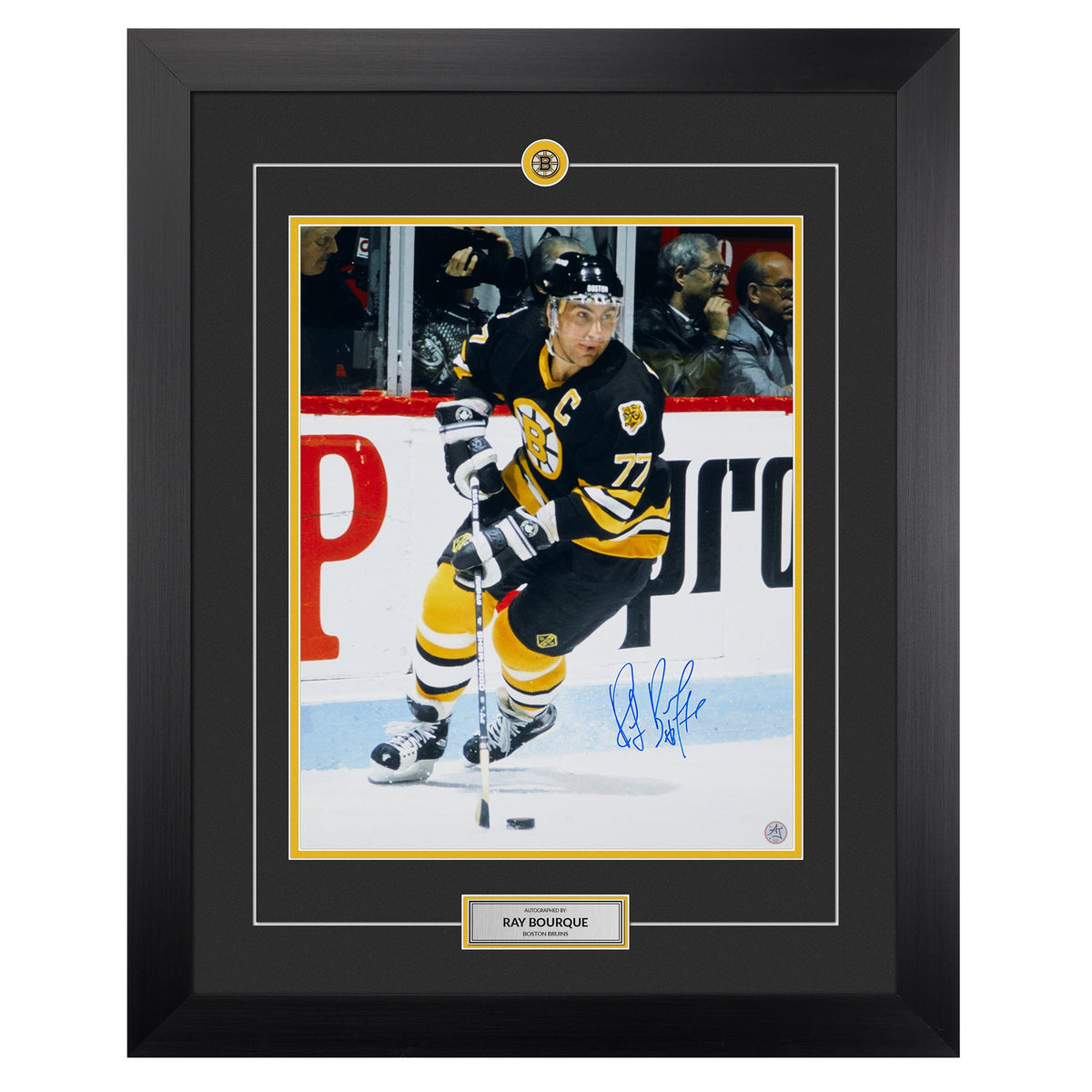 Ray Bourque Autographed Boston Bruins Legend 26x32 Frame product image 1, provided for visual reference and product detail