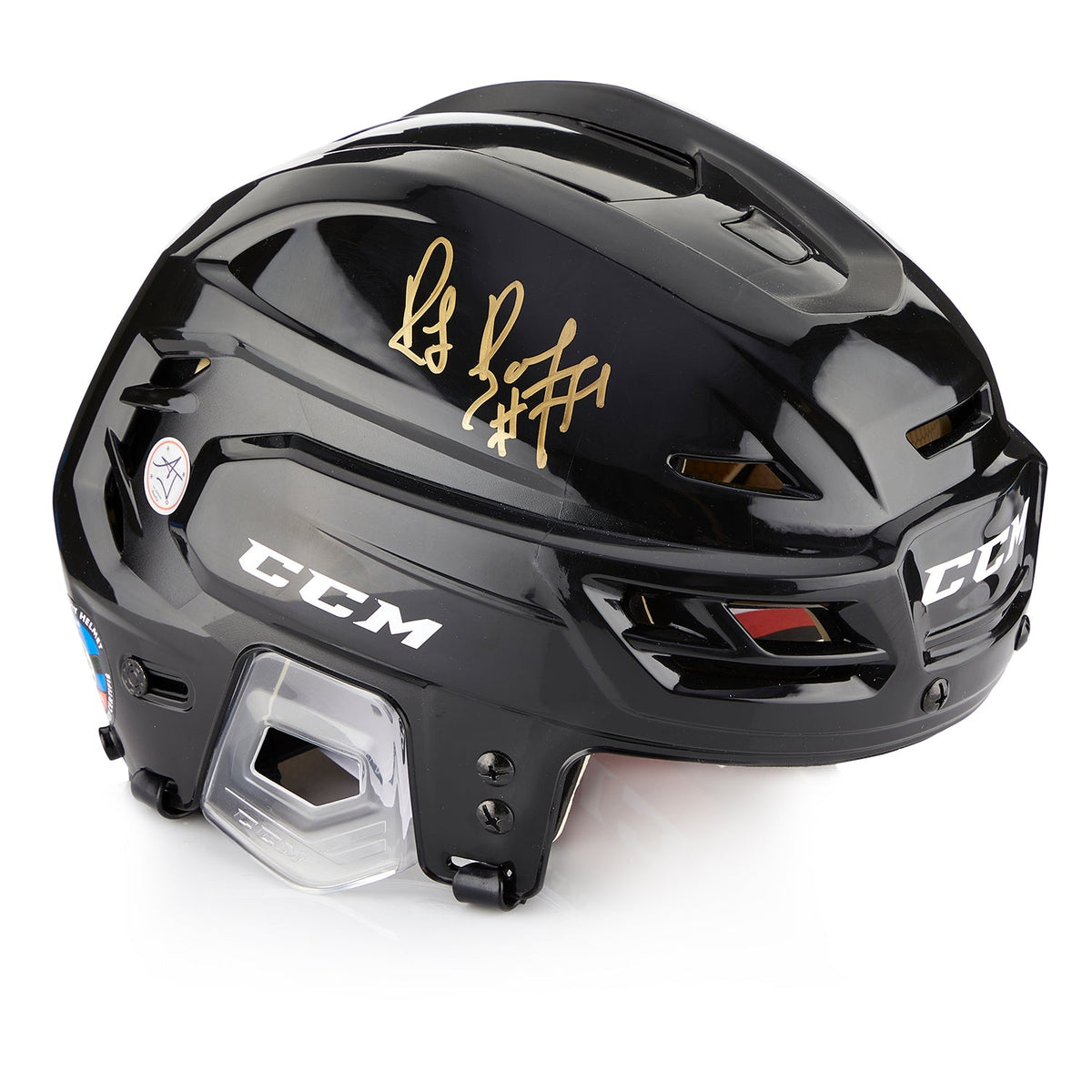 Ray Bourque Autographed Black CCM Hockey Helmet product image 1, provided for visual reference and product detail review