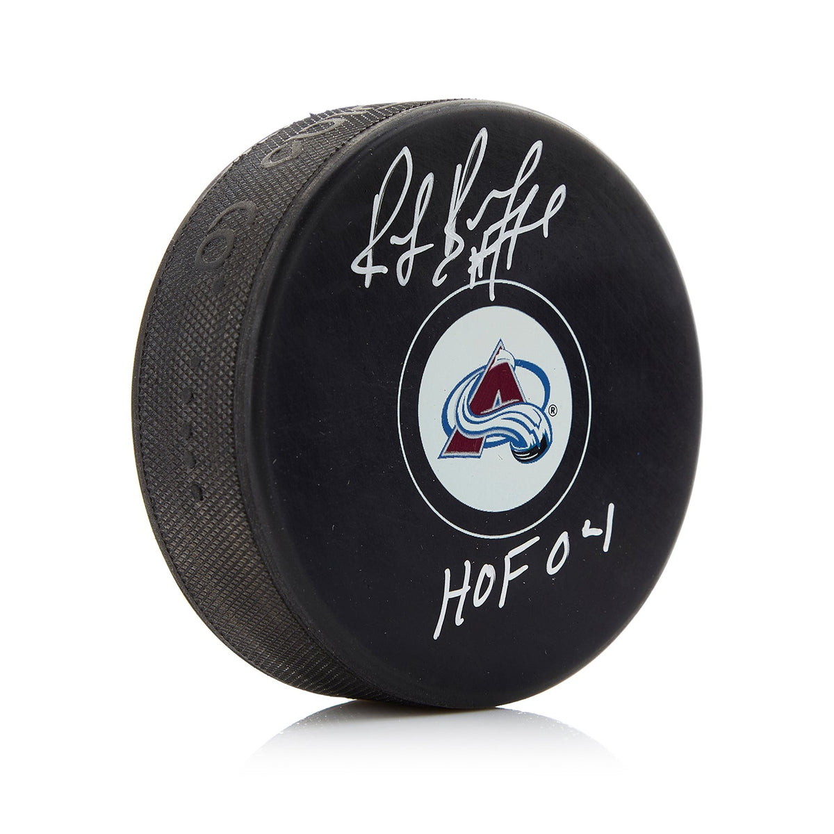 Ray Bourque Signed Colorado Avalanche Hockey Puck with HOF Note product image 1, provided for visual reference and product