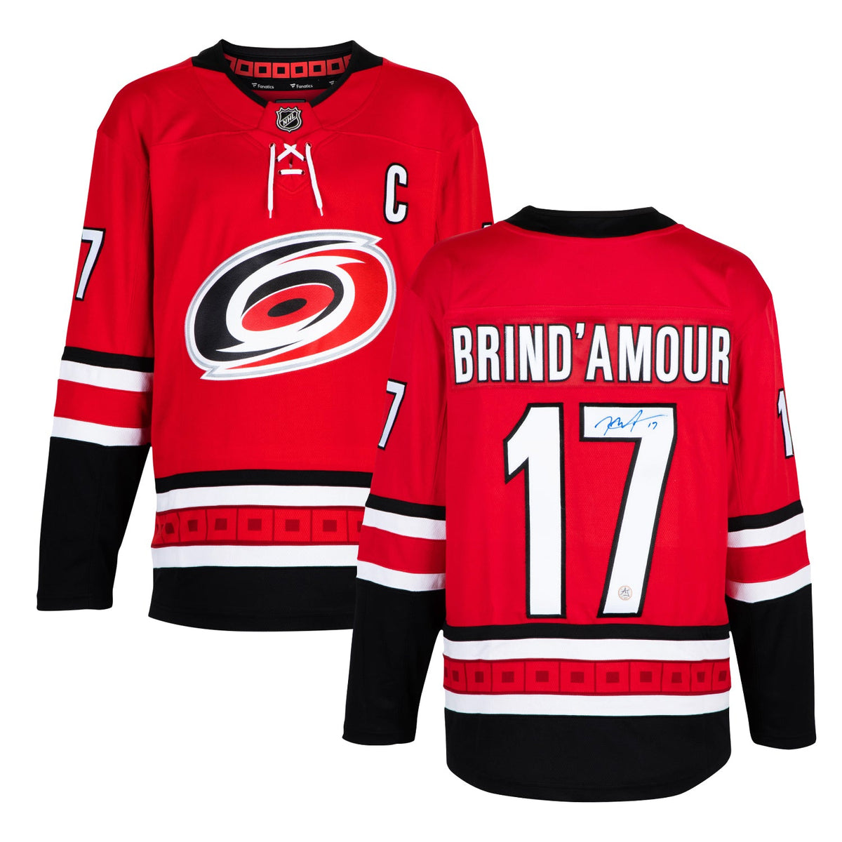 Rod Brind'Amour Autographed Carolina Hurricanes Red Fanatics Breakaway Jersey product image 3, provided for visual reference
