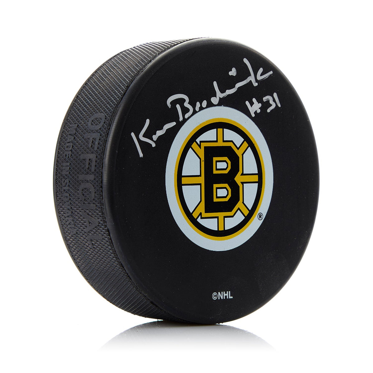 Ken Broderick Boston Bruins Autographed Hockey Puck product image 1, provided for visual reference and product detail review