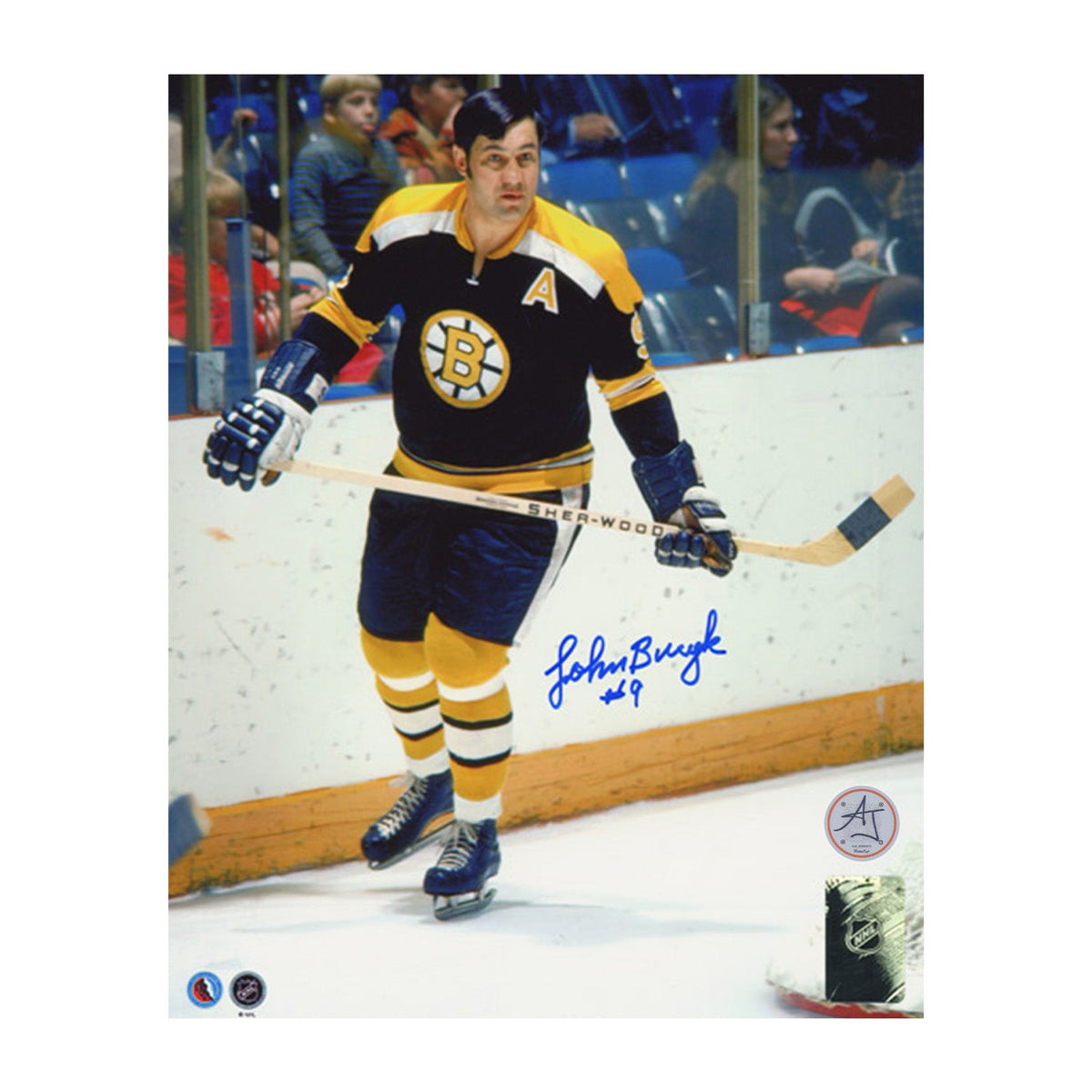 Johnny Bucyk Autographed Boston Bruins Game Action 8x10 Photo product image 1, provided for visual reference and product