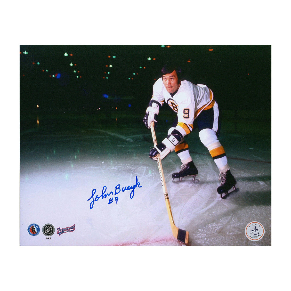 Johnny Bucyk Autographed Boston Bruins Playmaker 8x10 Photo product image 1, provided for visual reference and product