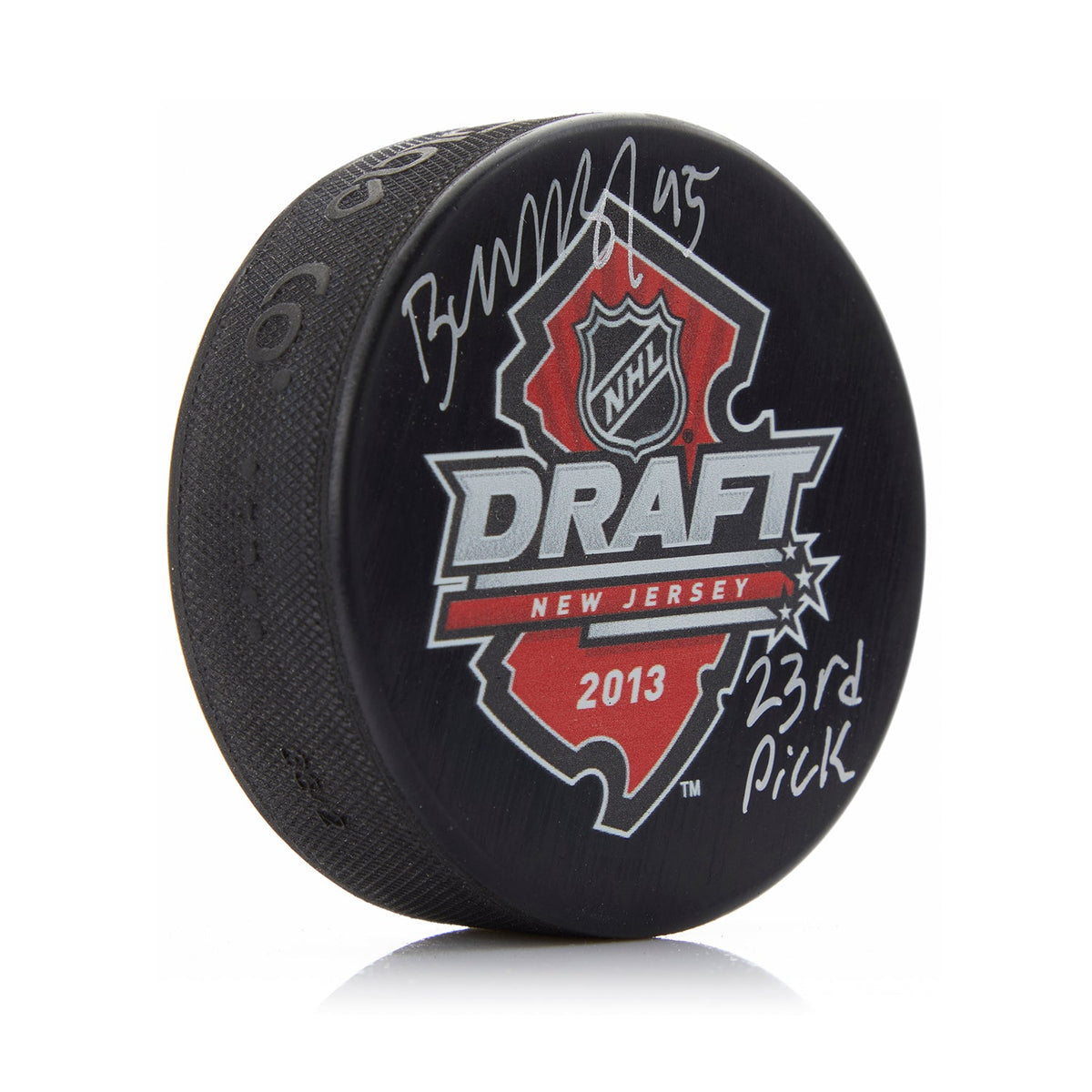 Andre Burakovsky Signed 2013 NHL Entry Draft Puck with 23rd Pick Note product image 1, provided for visual reference and