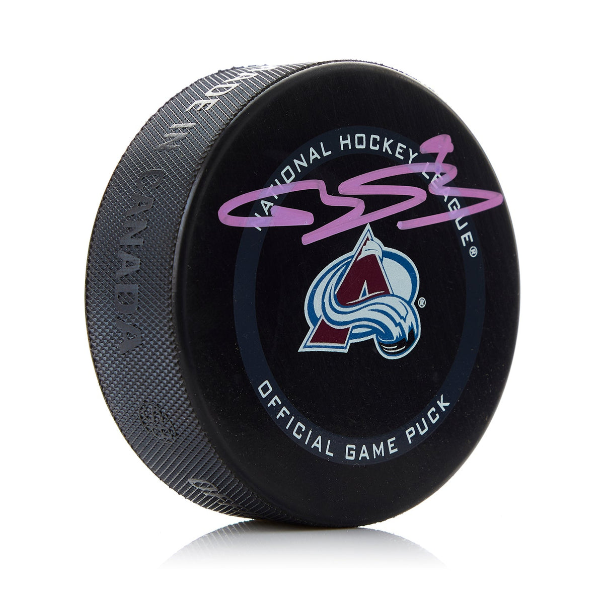 Bowen Byram Colorado Avalanche Signed Official Game Puck product image 1, provided for visual reference and product detail