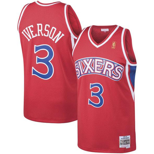 Philadelphia 76ers Allen Iverson Red 1996-97 Hardwood Classics Swingman Jersey product image 1, provided for visual