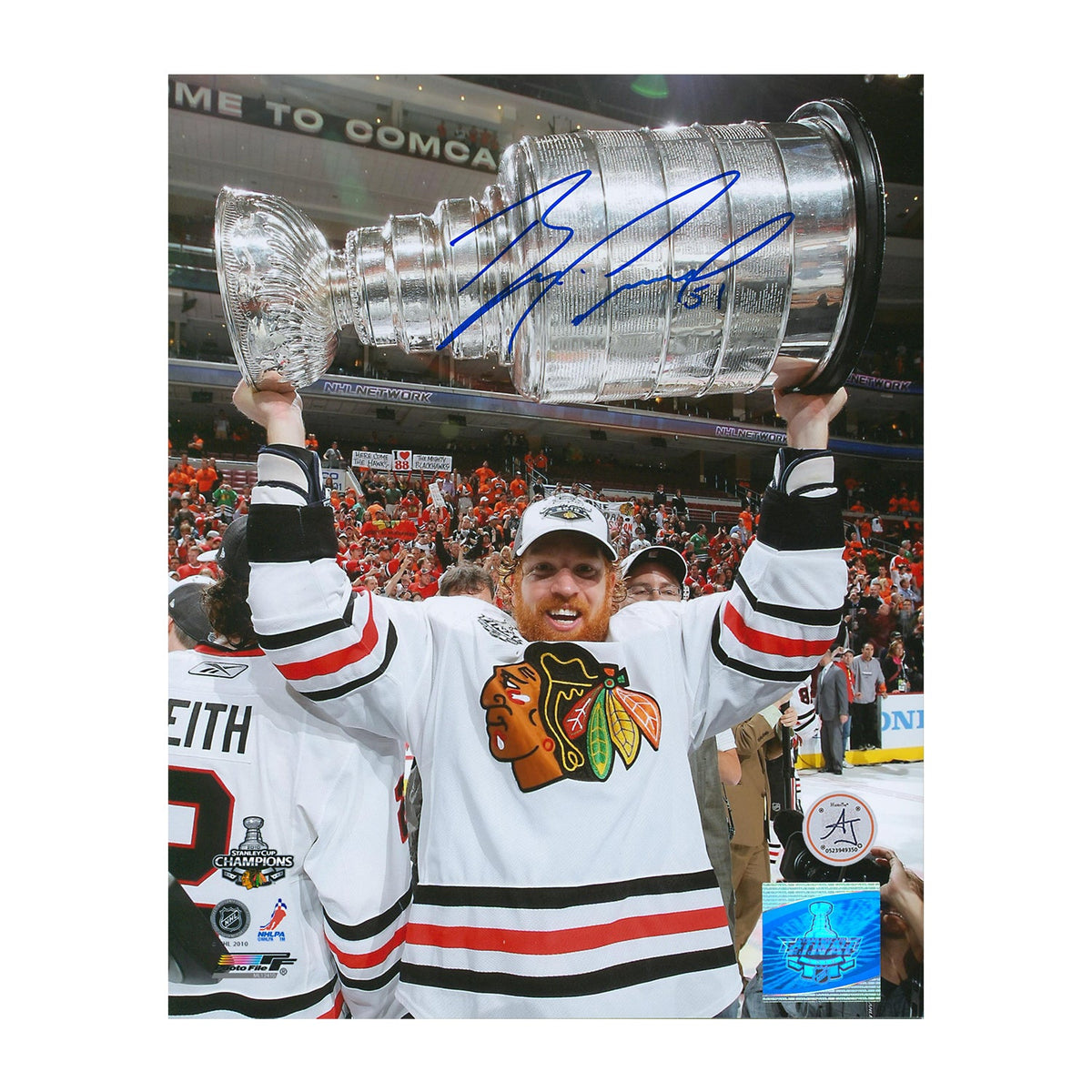 Brian Campbell Autographed Chicago Blackhawks 2010 Stanley Cup 8x10 Photo product image 1, provided for visual reference and