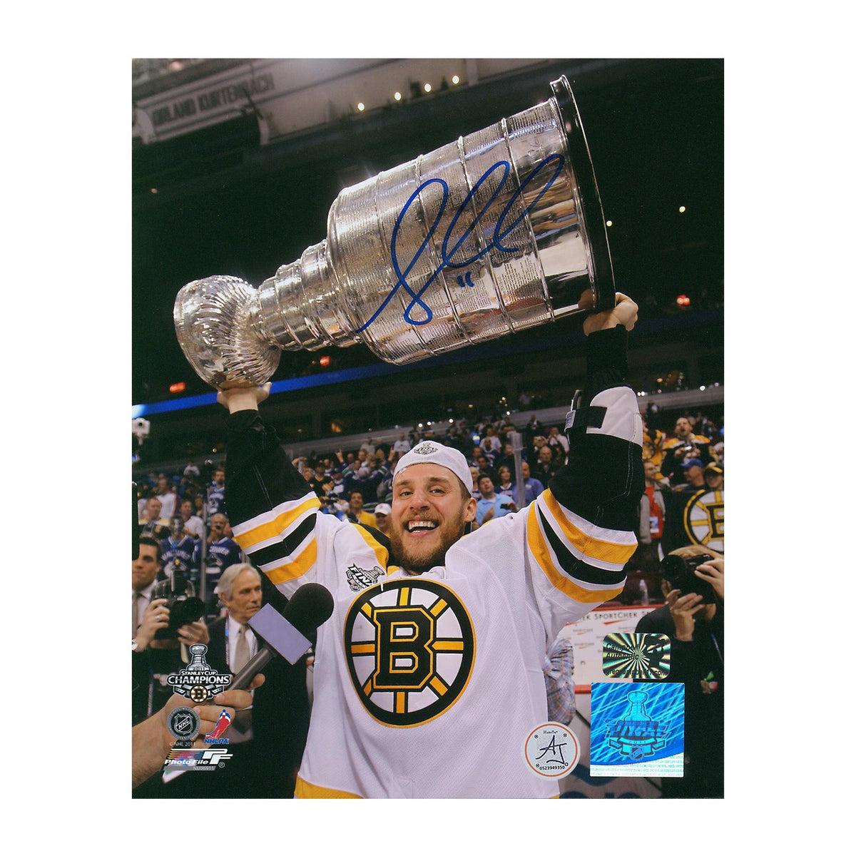 Greg Campbell Autographed Boston Bruins 2011 Stanley Cup 8x10 Photo product image 1, provided for visual reference and