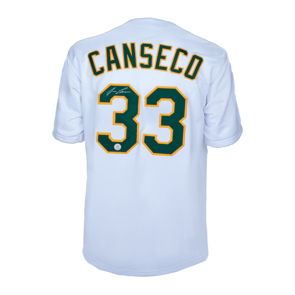 Jose Canseco Autographed Oakland City Design Baseball Jersey product image 1, provided for visual reference and product