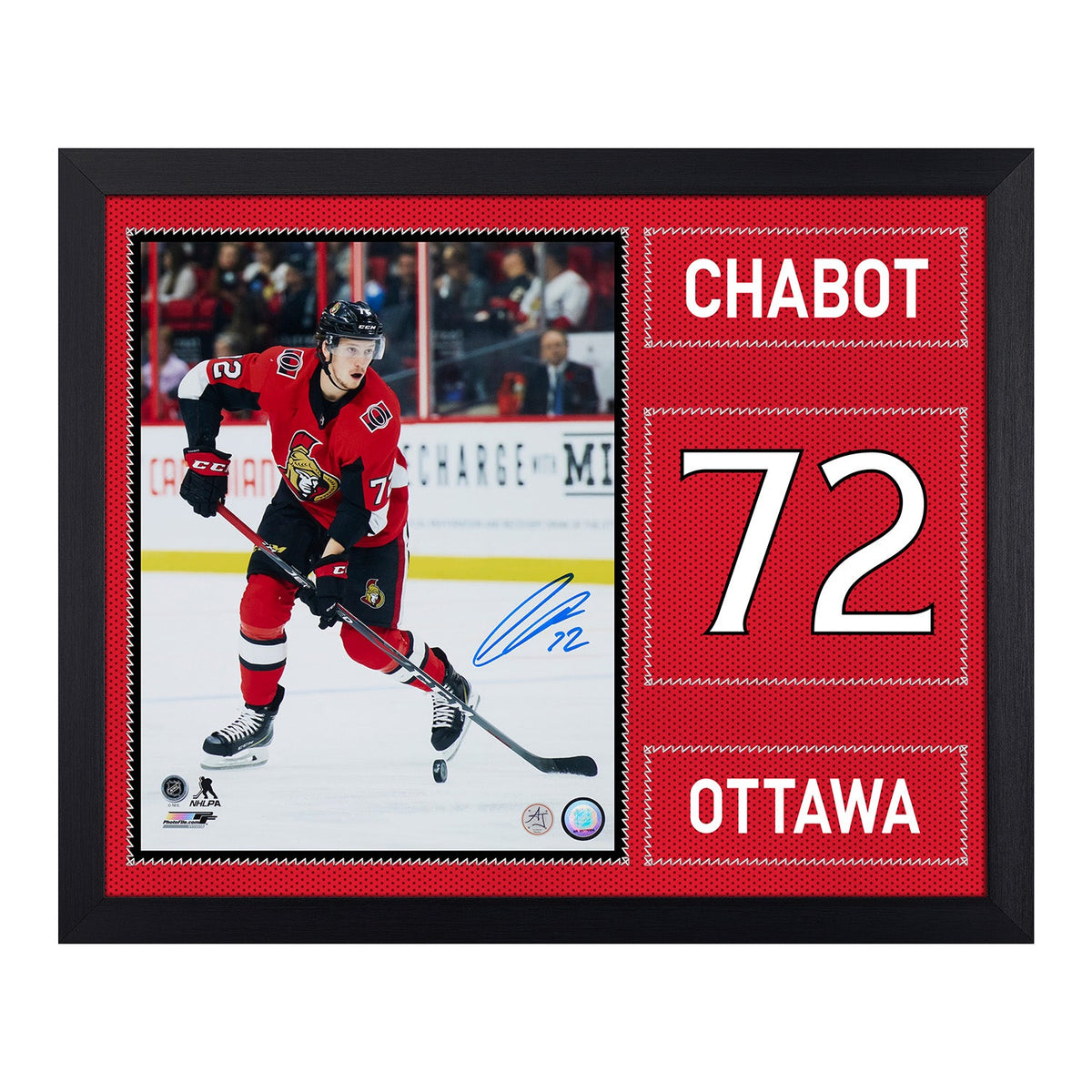 Thomas Chabot Signed Ottawa Senators Uniform Graphic 19x23 Frame product image 1, provided for visual reference and product