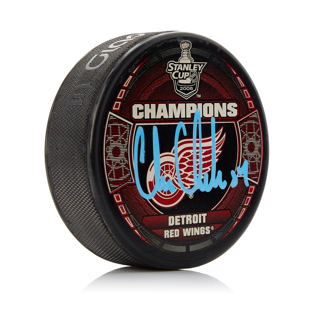 Chris Chelios Autographed Detroit Red Wings 2008 Stanley Cup Puck product image 1, provided for visual reference and product