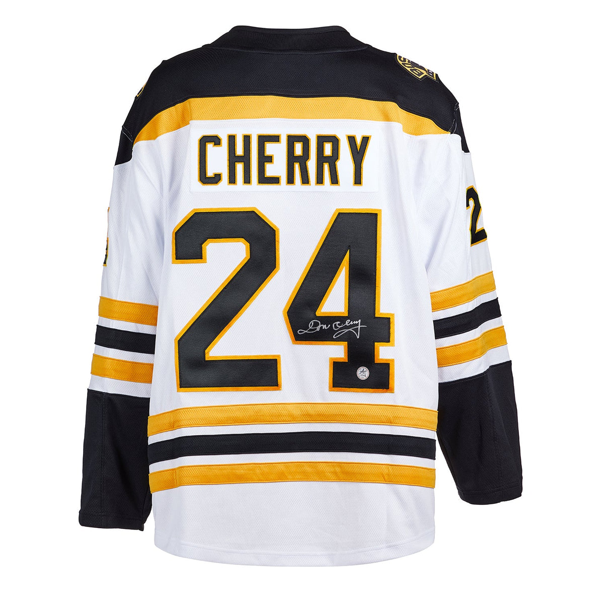 Don Cherry Signed Boston Bruins White Fanatics Breakaway Jersey product image 1, provided for visual reference and product
