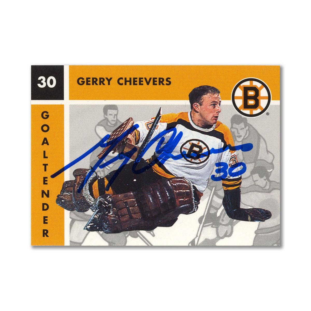 Autographed 1995 Parkhurst Missing Link #16 Gerry Cheevers Hockey Card product image 1, provided for visual reference and