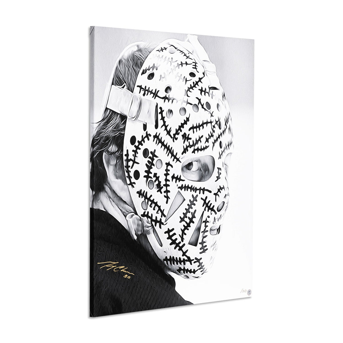 Gerry Cheevers Autographed Stiched Goalie Mask Profile 26x32 Art Canvas product image 1, provided for visual reference and