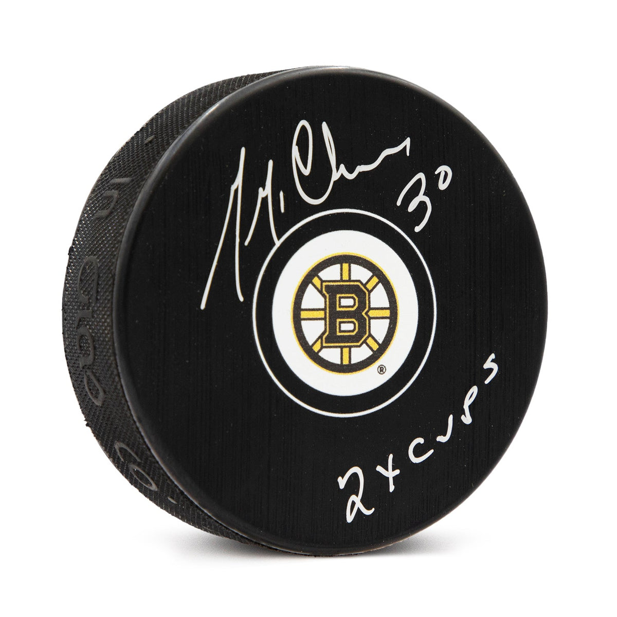 Gerry Cheevers Signed Boston Bruins Hockey Puck with 2x Cups Note product image 1, provided for visual reference and product