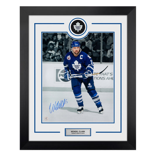Wendel Clark Signed Toronto Maple Leafs Puck Logo 26x32 Frame product image 1, provided for visual reference and product