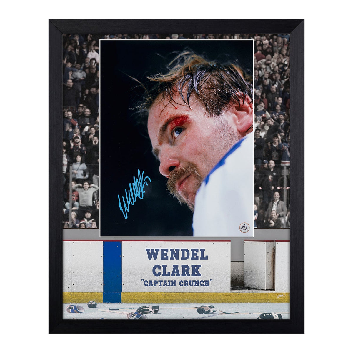 Wendel Clark Autographed Toronto Maple Leafs Hockey Warrior 19x23 Frame product image 1, provided for visual reference and