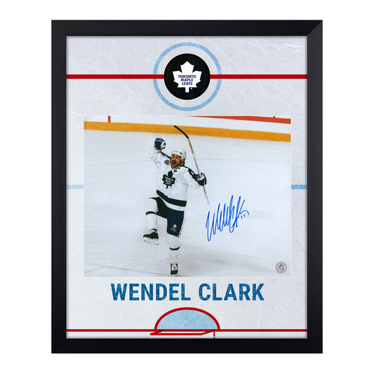 Wendel Clark Signed Toronto Maple Leafs Graphic Rink 19x23 Frame product image 1, provided for visual reference and product