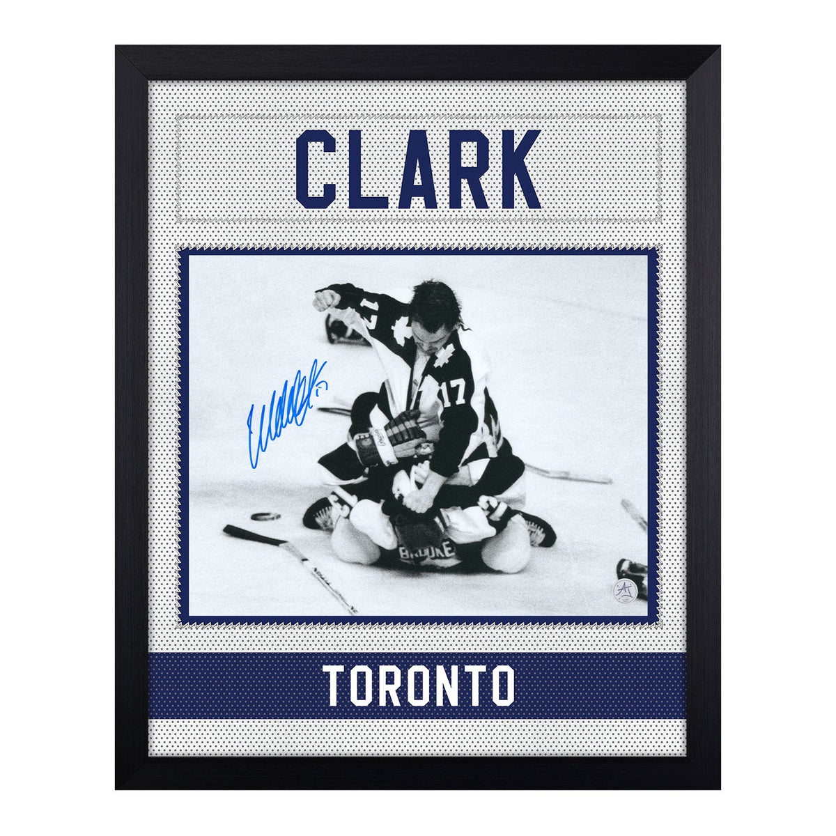 Wendel Clark Signed Toronto Maple Leafs Uniform Graphic 19x23 Frame product image 1, provided for visual reference and