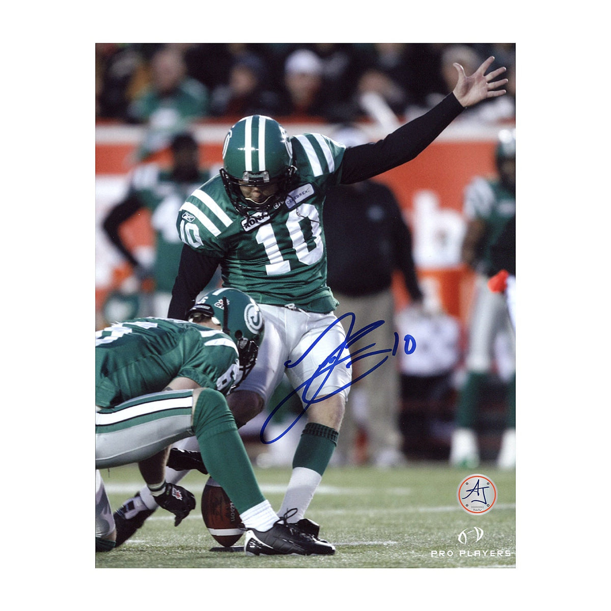 Luca Congi Autographed Saskatchewan Roughriders Football 8x10 Photo product image 1, provided for visual reference and