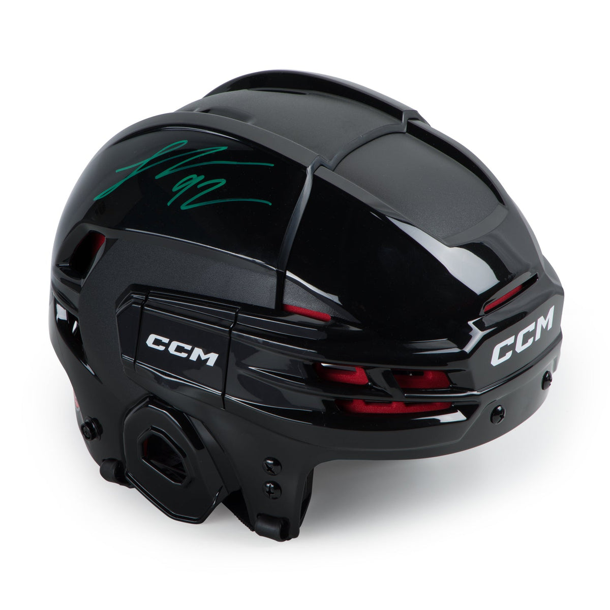 Logan Cooley Autographed Black CCM Hockey Helmet product image 1, provided for visual reference and product detail review